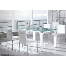 mesa de comedor blanca de vidrio de alto brillo